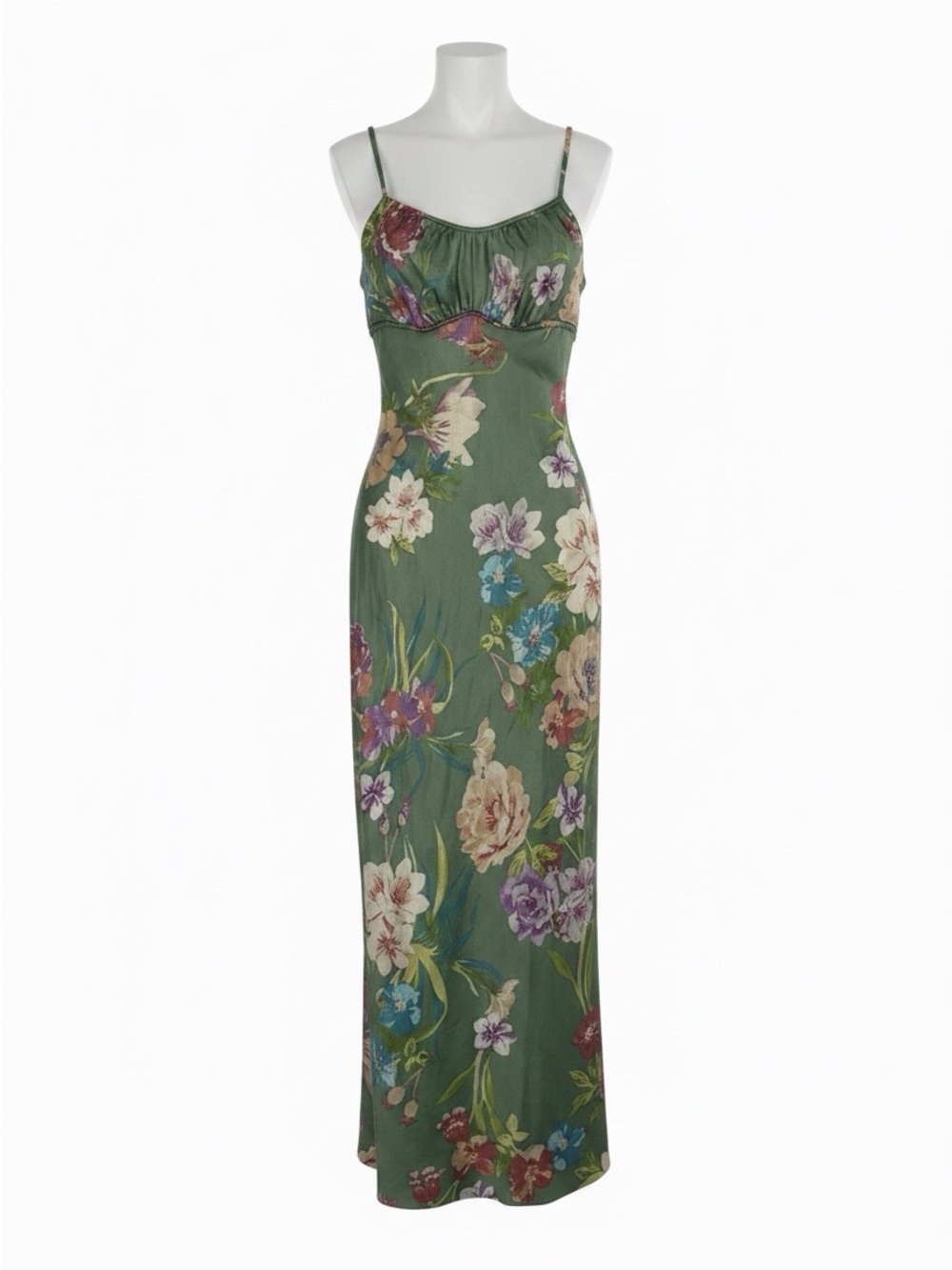 Green Floral Slip Maxi Dress